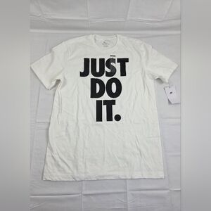 The Nike Tee Shirt Mens Medium White Short Sleeve Just Do It Logo Cotton New